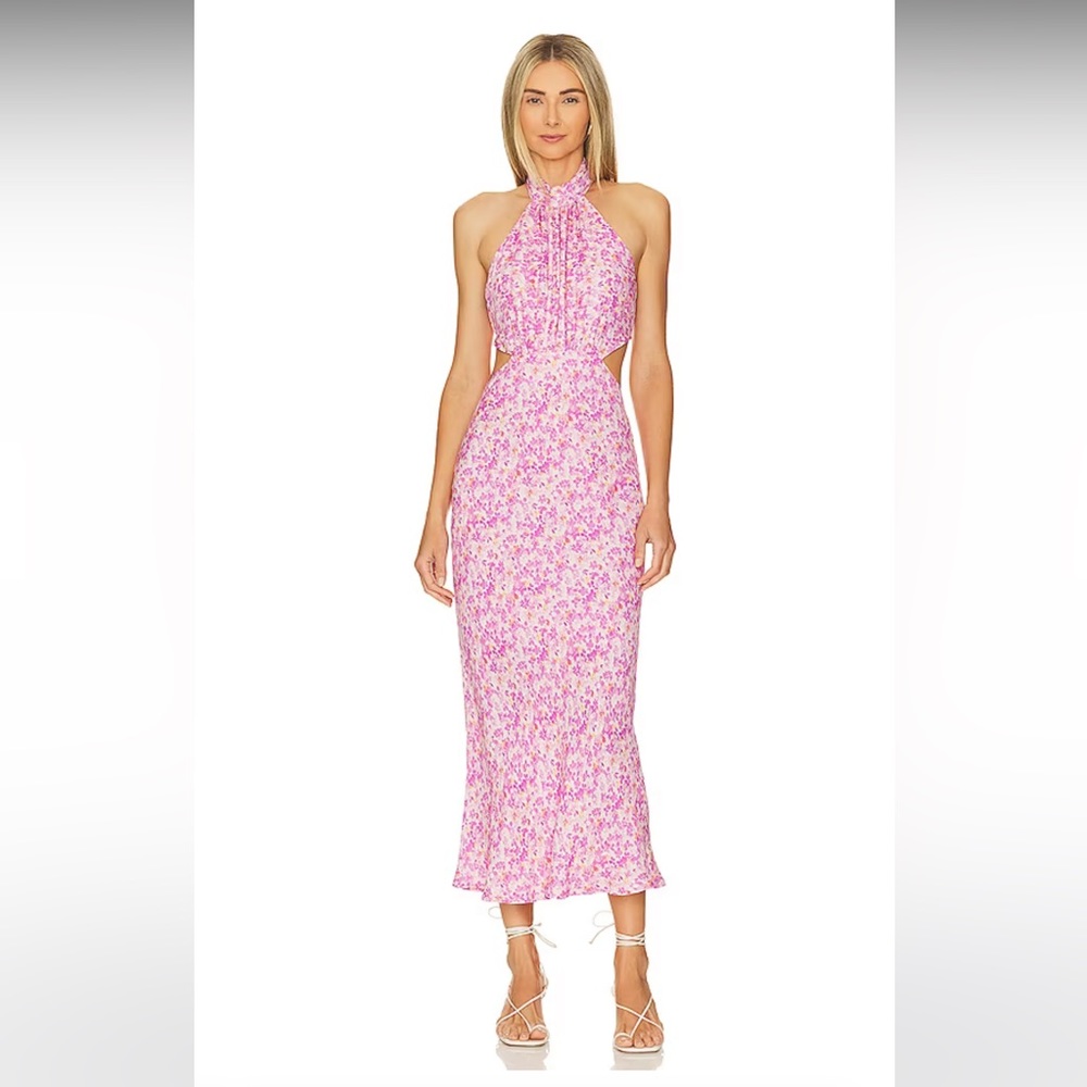 Astr Pink Floral Halter Dress